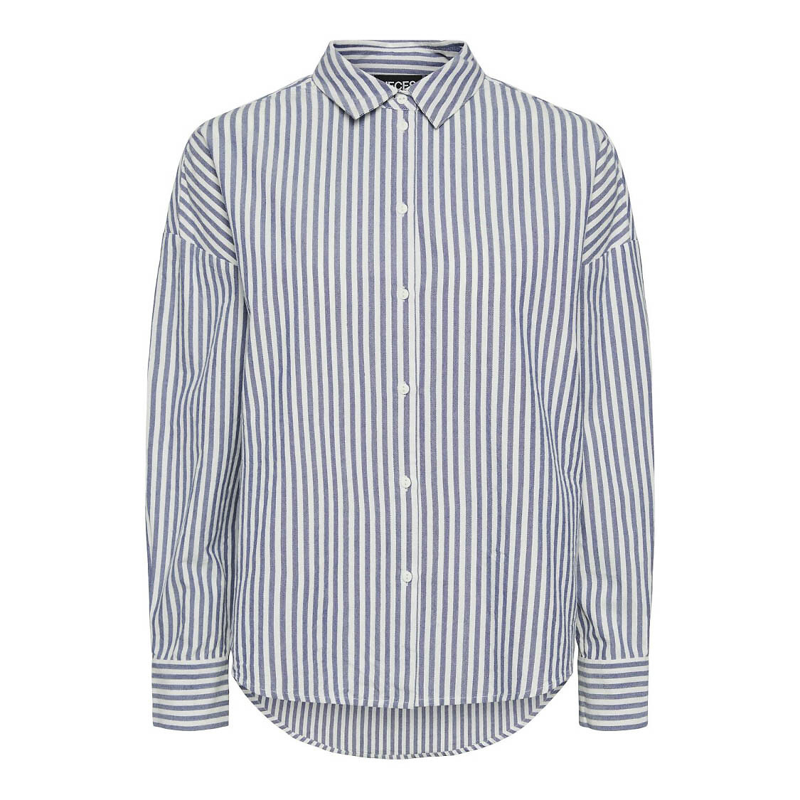 Chemise à fines rayures, broderie dos, PIECES