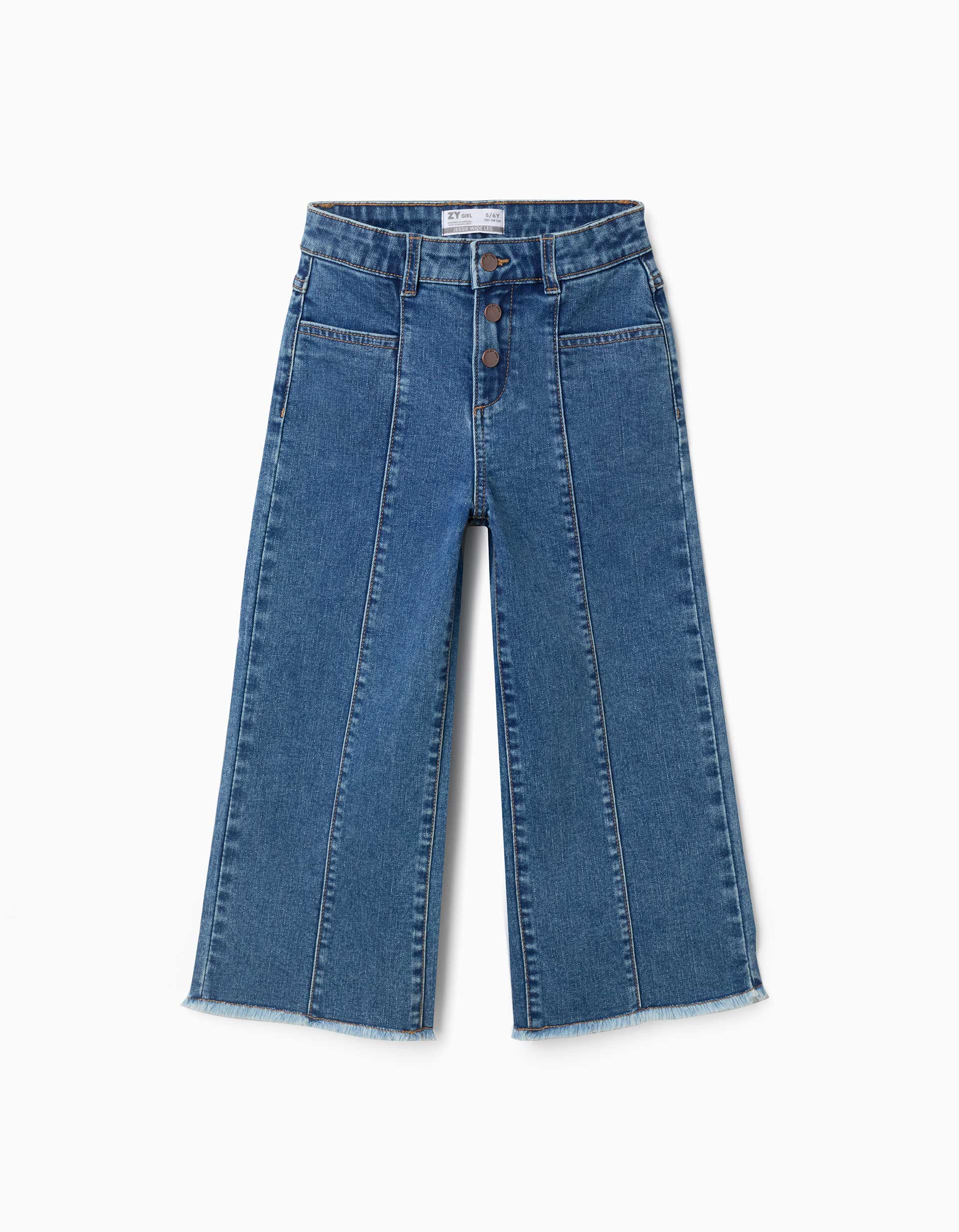 Jean à jambe large avec ourlets effilochés, ZIPPY