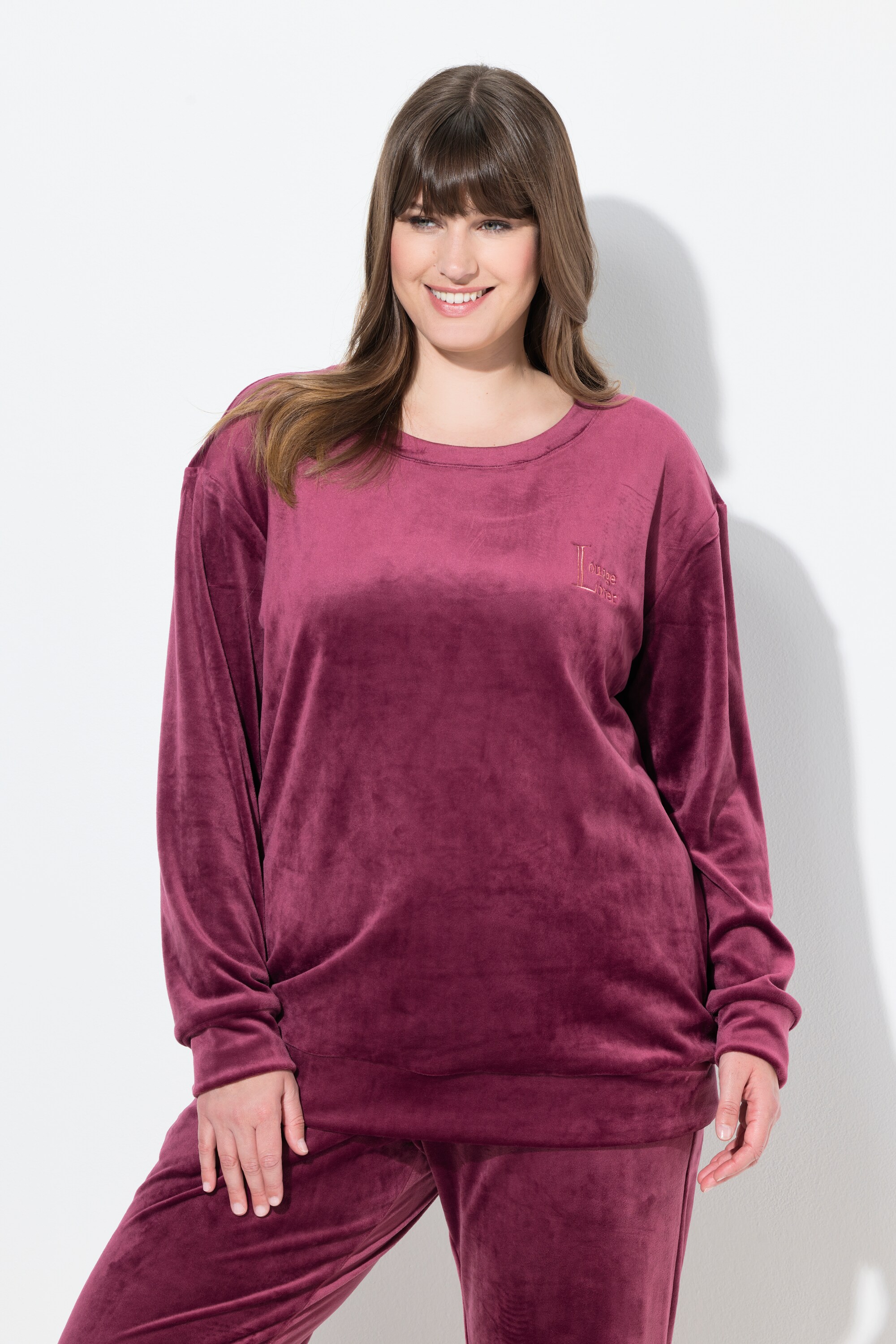 Pull homewear, velours ras, broderie, ULLA POPKEN