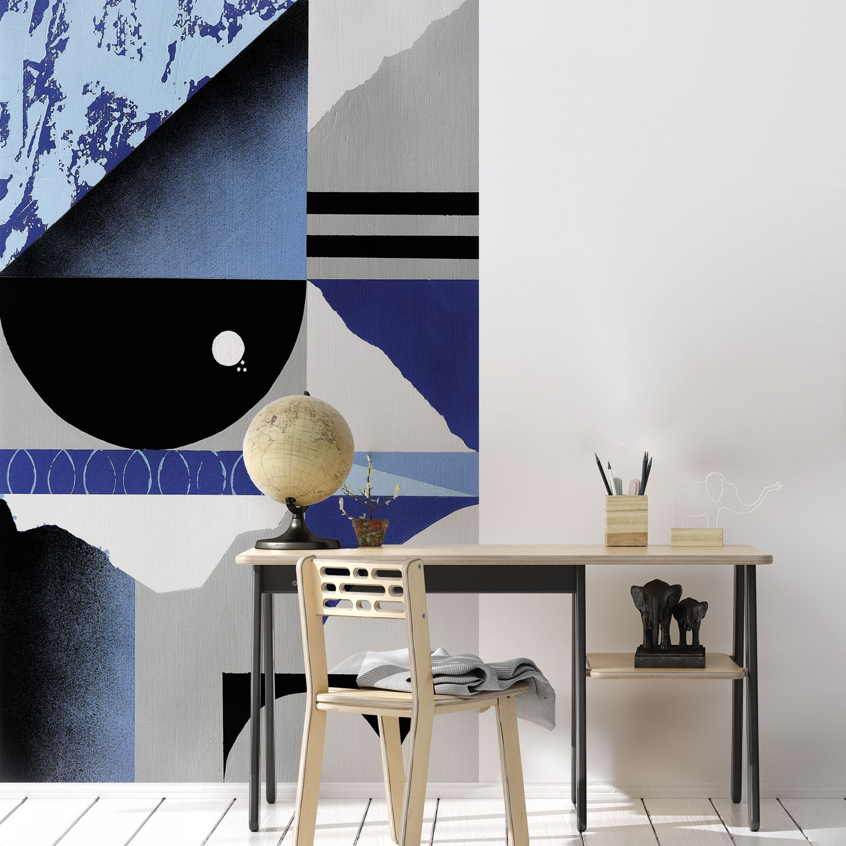 Papier peint panoramique Abstraction 2, Bleu 150 x 250cm, ACTE DECO