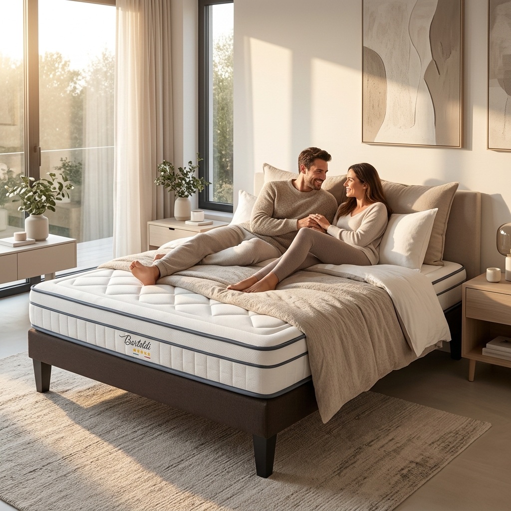 Matelas Bartoldi - Ressorts ensachés + mousse supersoft - Moelleux puis ferme - Fabriqué en France - 22 cm d'épaisseur, BELLECOUR