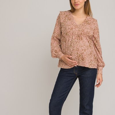 Recycled Floral Maternity Blouse with V-Neck LA REDOUTE COLLECTIONS