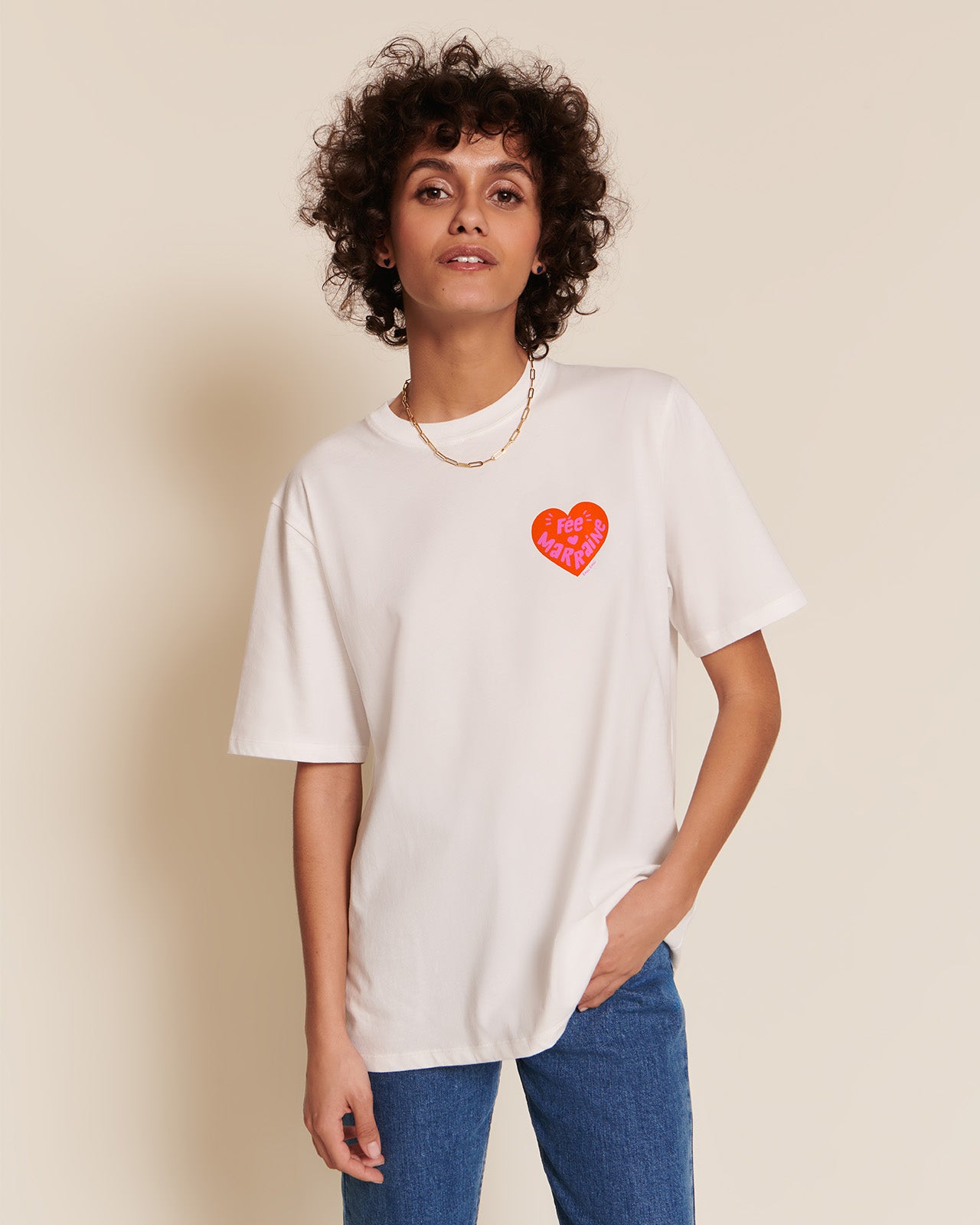 T-shirt cœur en coton bio, LOVE, EMOI EMOI