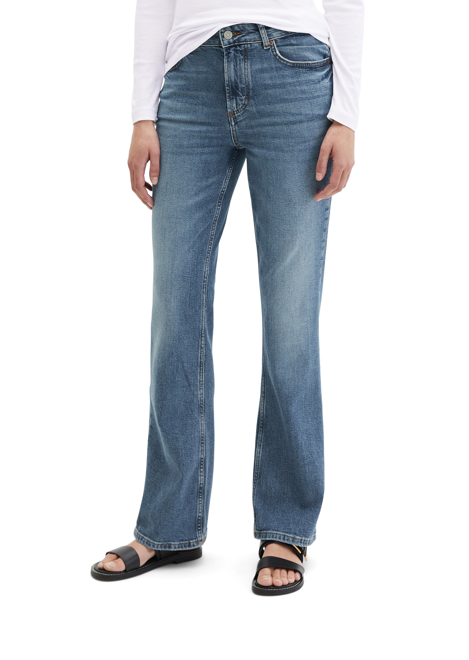 Jeans modèle Kiruna flared en coton organique mélangé stretch, MARC O'POLO