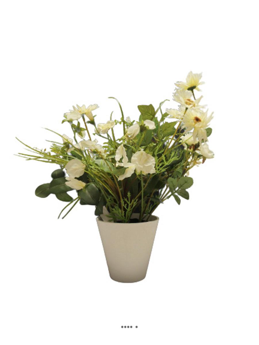Bouquet de fleurs artificielles en pot H 38, ARTIFICIELLES