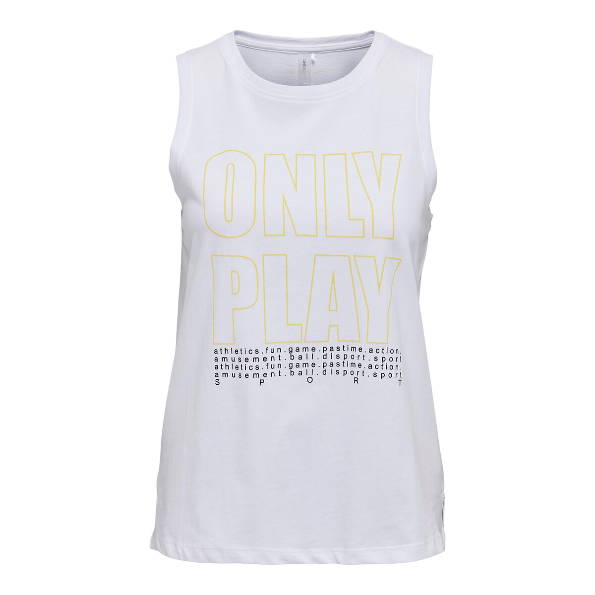 Image of Marie Cotton Vest Top with Logo Print and Crew Neck