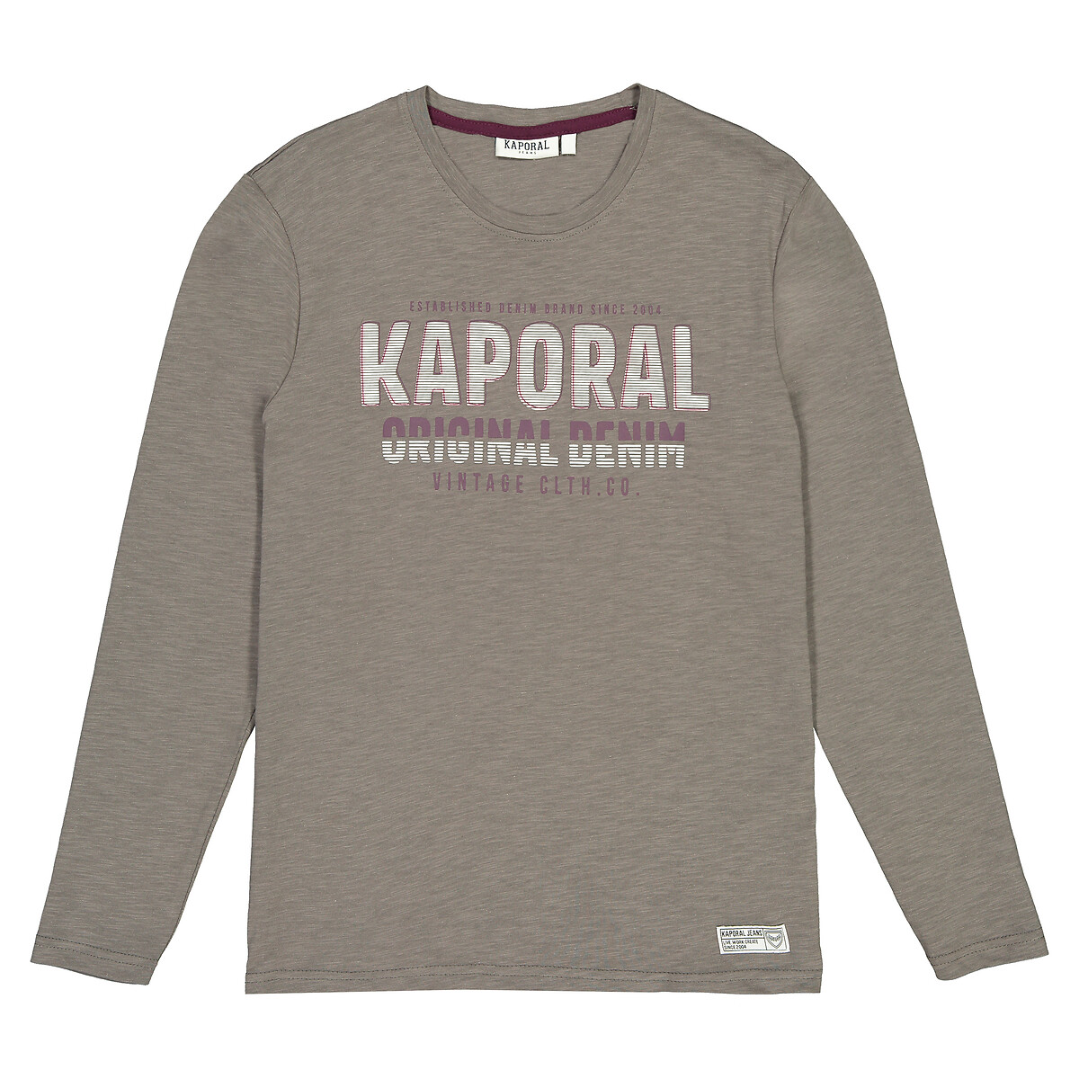 lead faith Saturday Logo print cotton t-shirt with long sleeves, 10-16 years grey Kaporal | La  Redoute