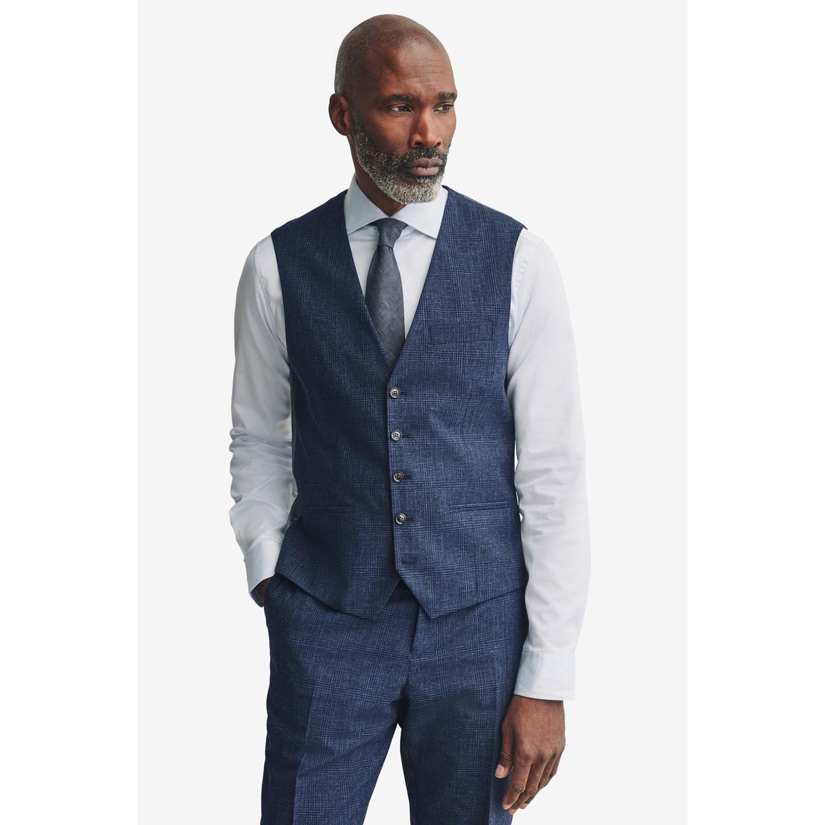 Gilet de costume en lin tollegno aux carreaux, NEXT