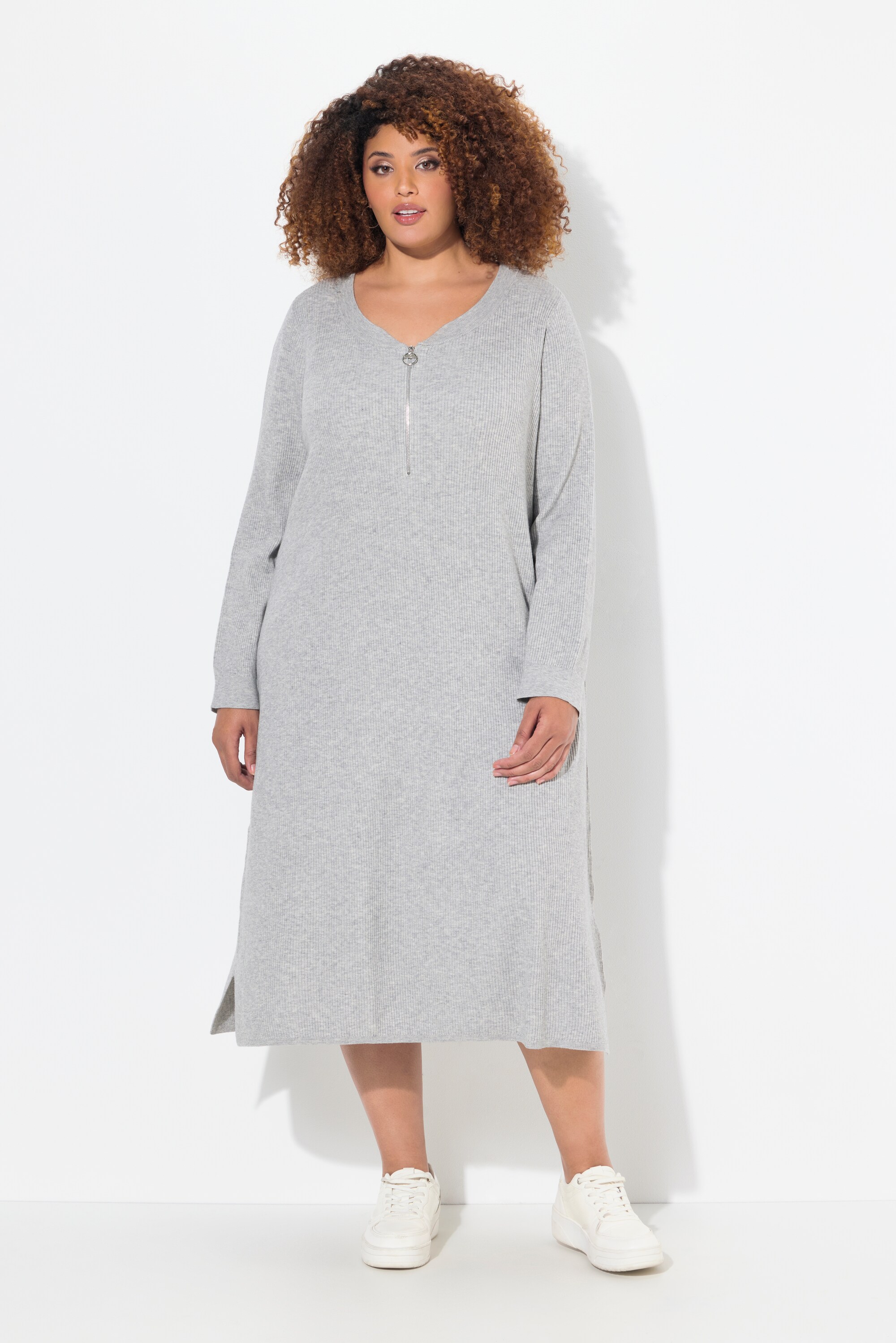 Robe midi en jersey bord-côte, coupe évasée, ULLA POPKEN