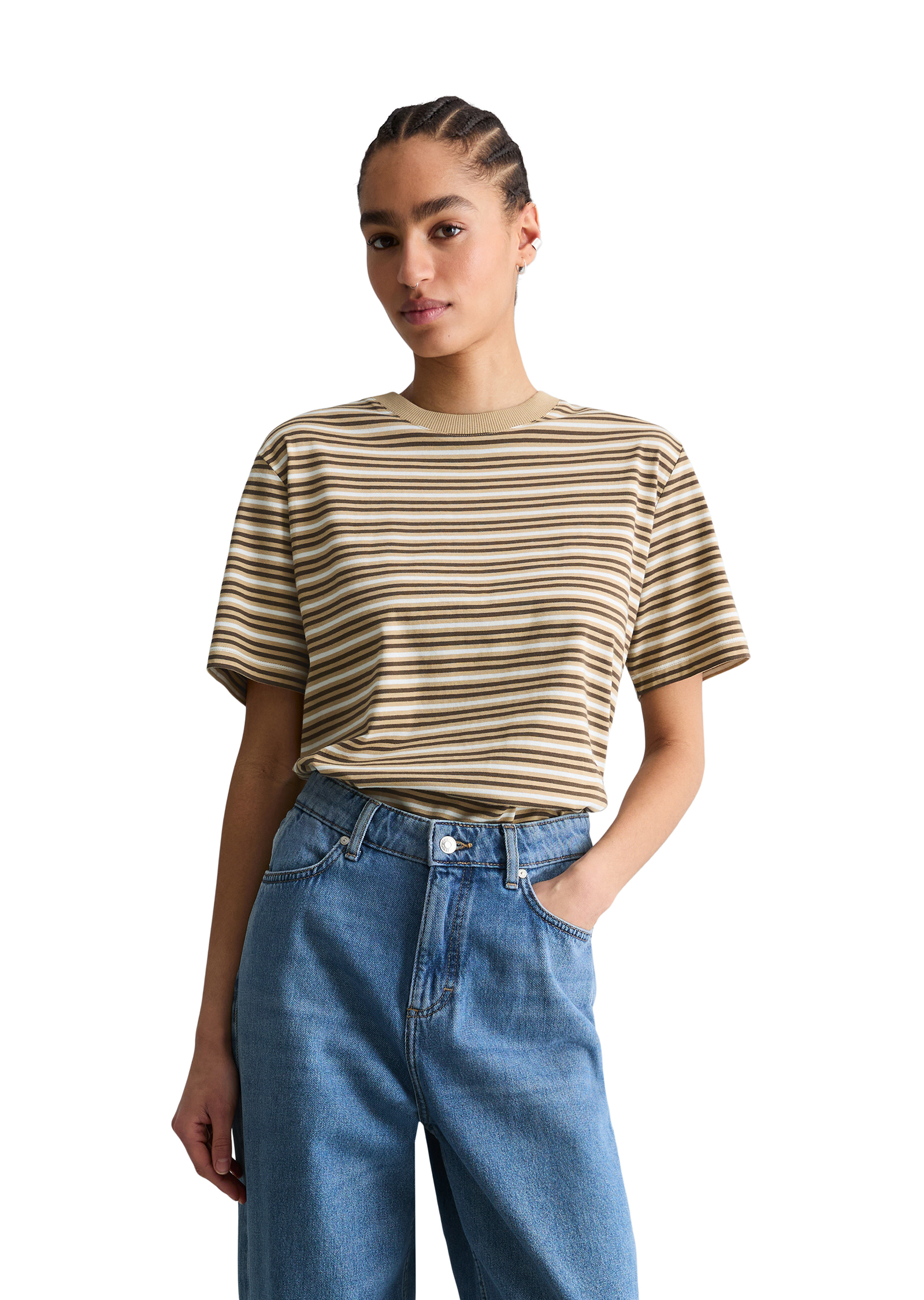 T-shirt à rayures relaxed en jersey simple de coton, MARC O’POLO DENIM