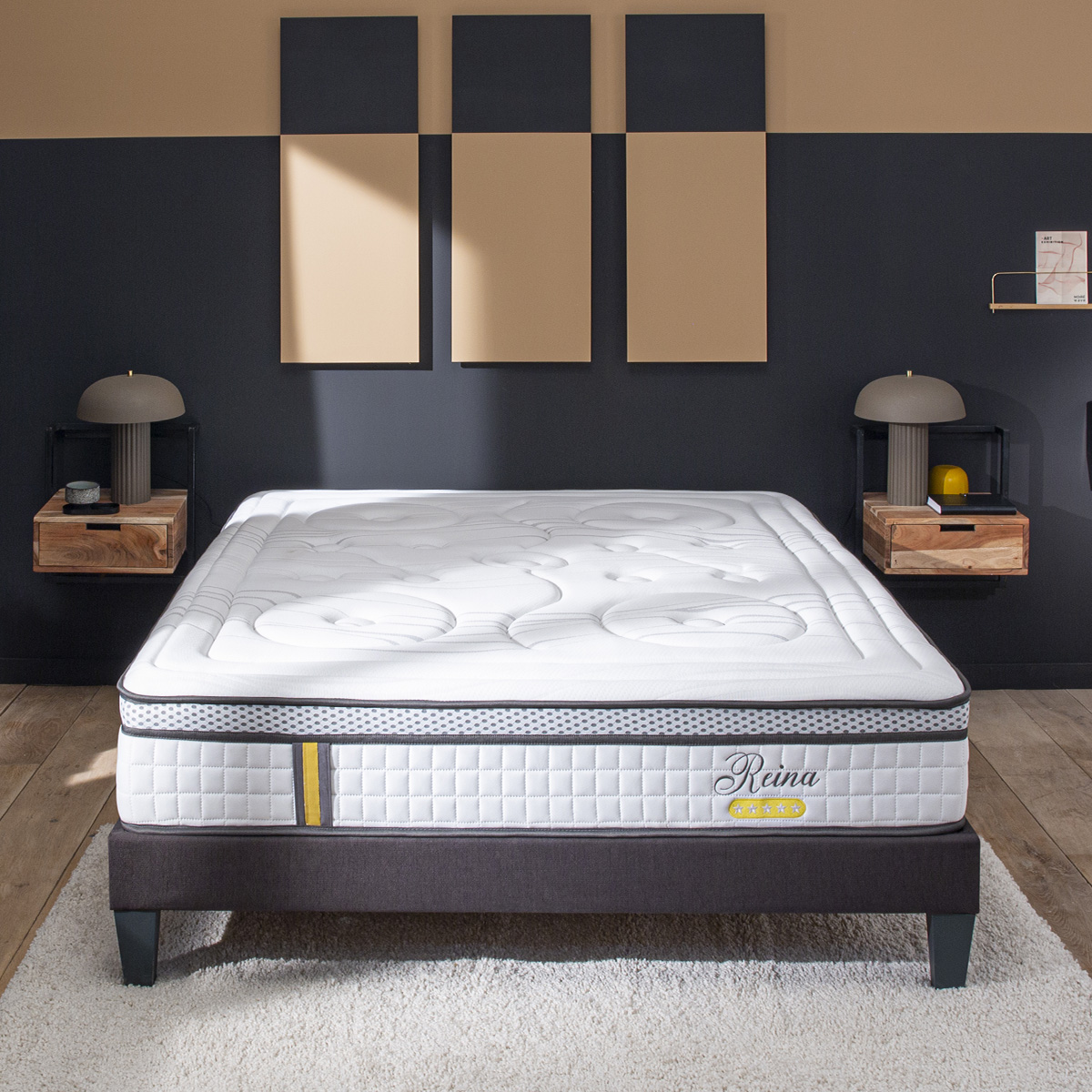 Matelas Reina 2.0 - Hybride ressorts ensachés + mémoire de forme - Équilibré - 26 cm d'épaisseur, BELLECOUR