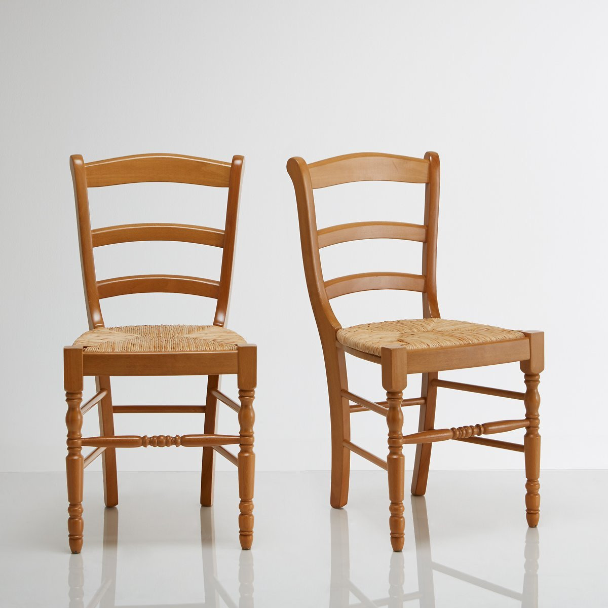 Product photograph of Authentic Style Set Of 2 Solid Beech Dining Chairs from La Redoute UK