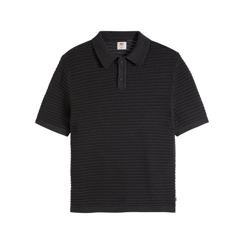Polo en coton noir uni avec une coupe droite et un col boutonné, LEVI'S