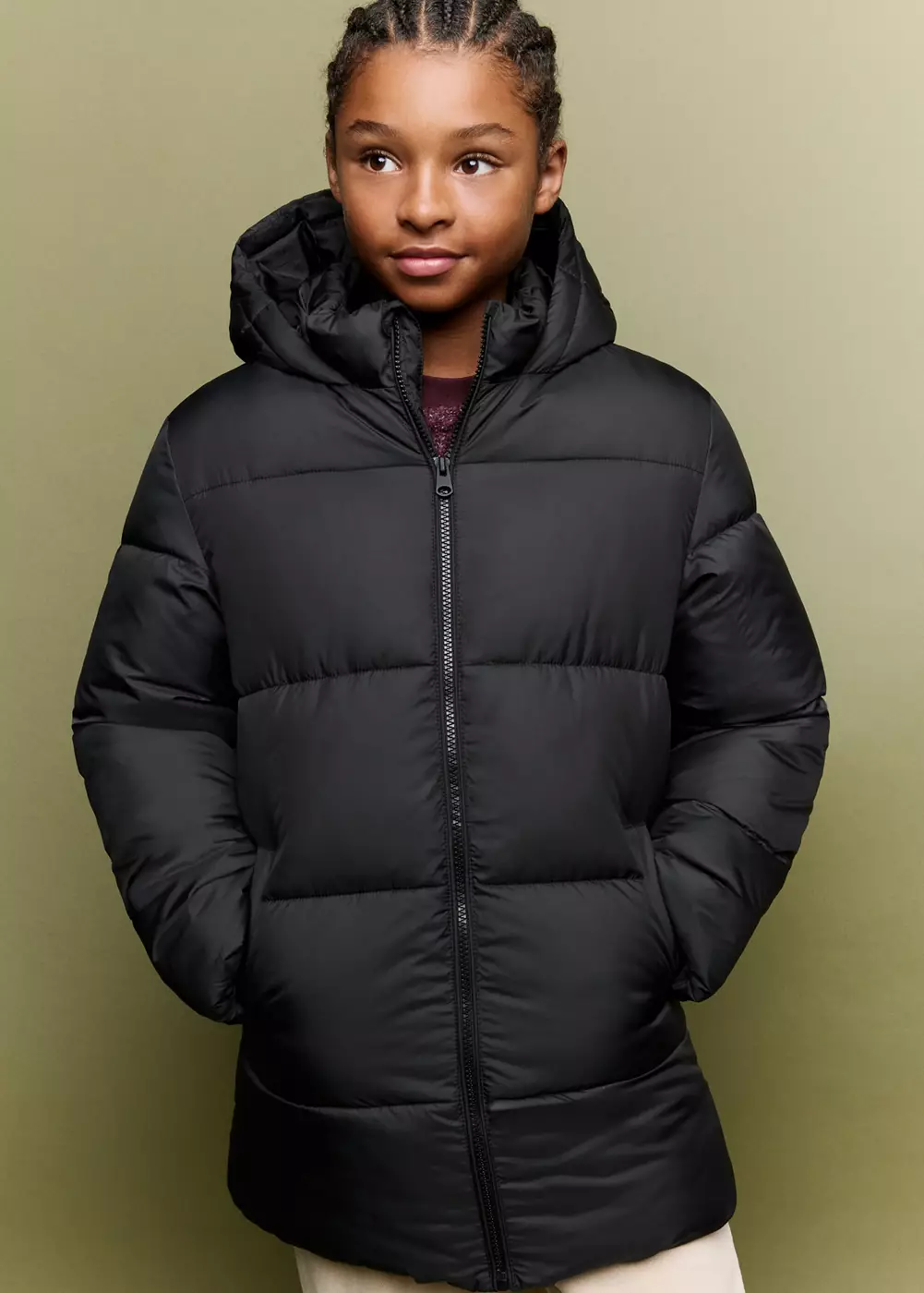 Anorak long matelassé capuche, MANGO KIDS