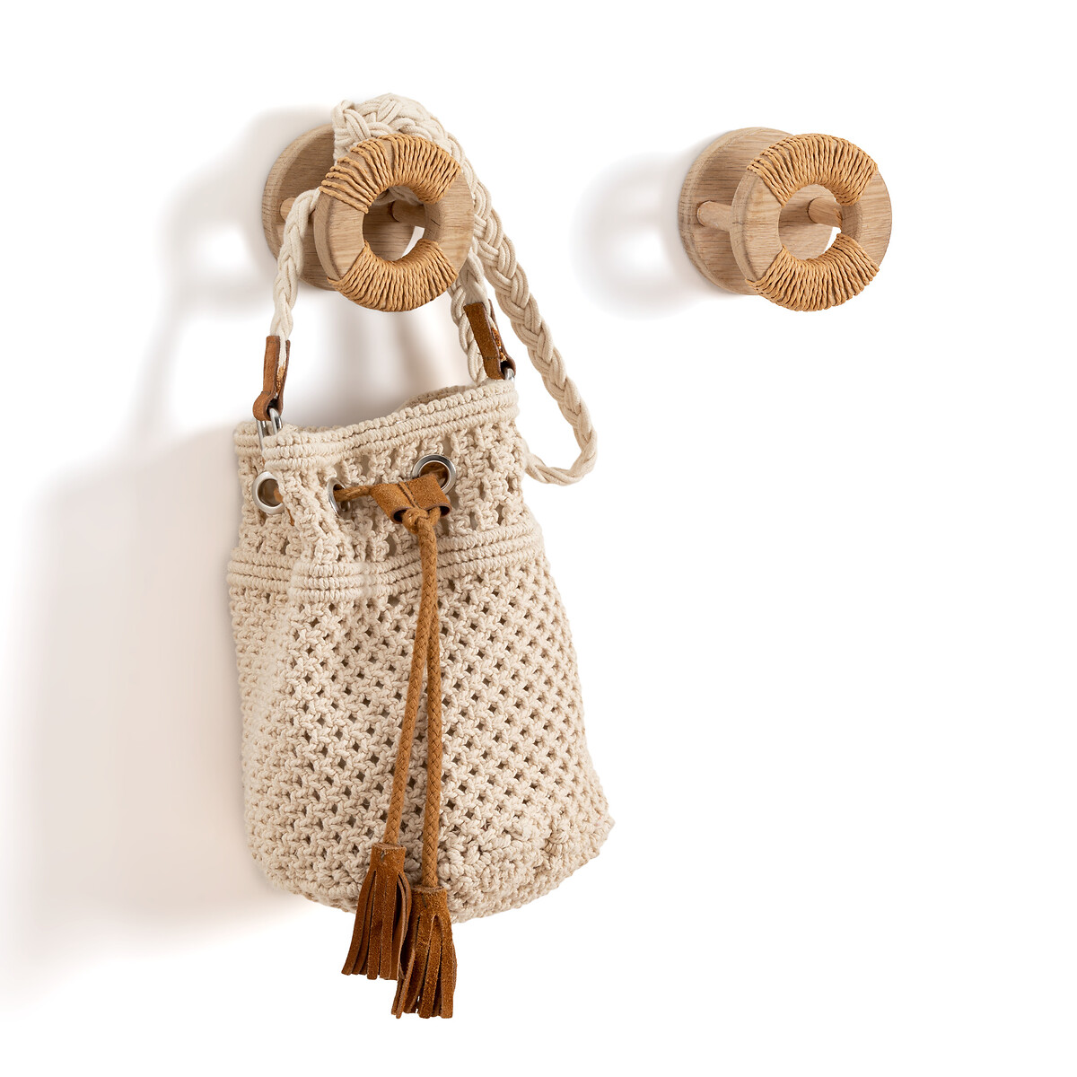 Product photograph of Set Of 2 Menorca Solid Oak Hooks from La Redoute UK