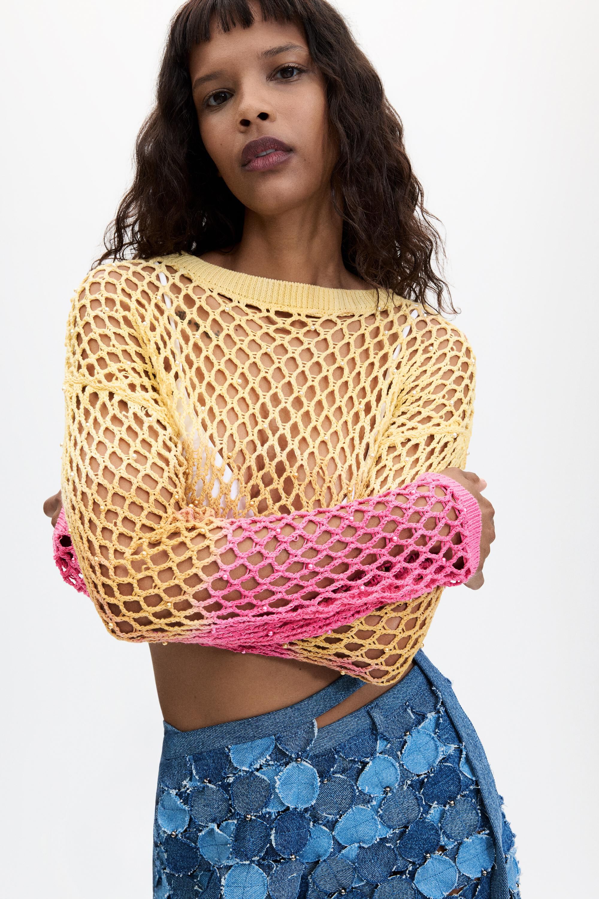Pull en crochet ajouré, DESIGUAL