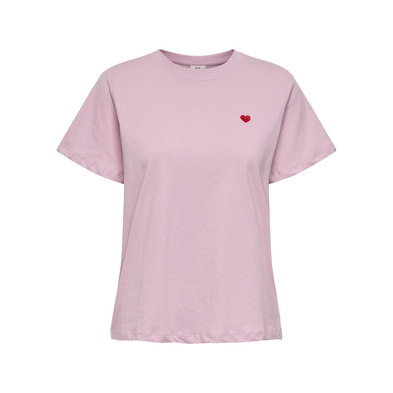 T-shirt en coton blanc uni avec une coupe droite et un col rond, JDY