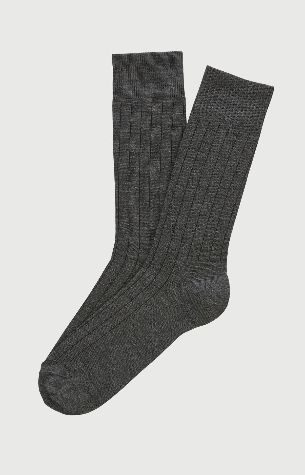 Chaussettes en laine et coton couleur unie Anthracite, ARTHUR
