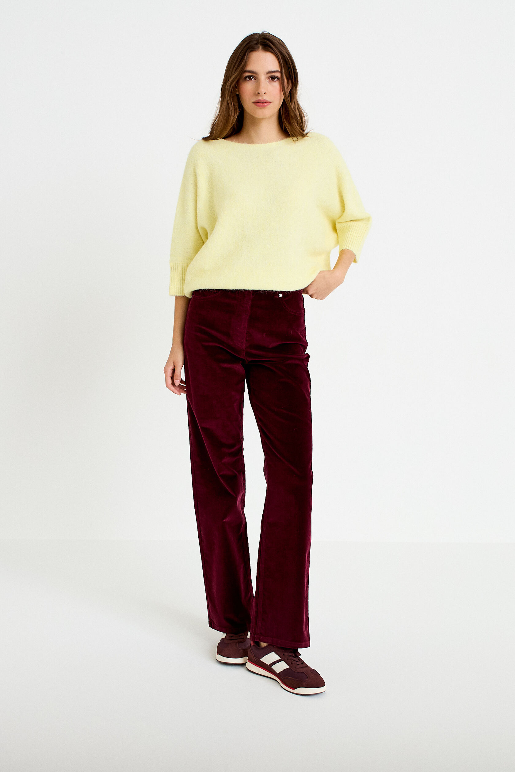 Pantalon bootcut taille haute velours, CACHE CACHE