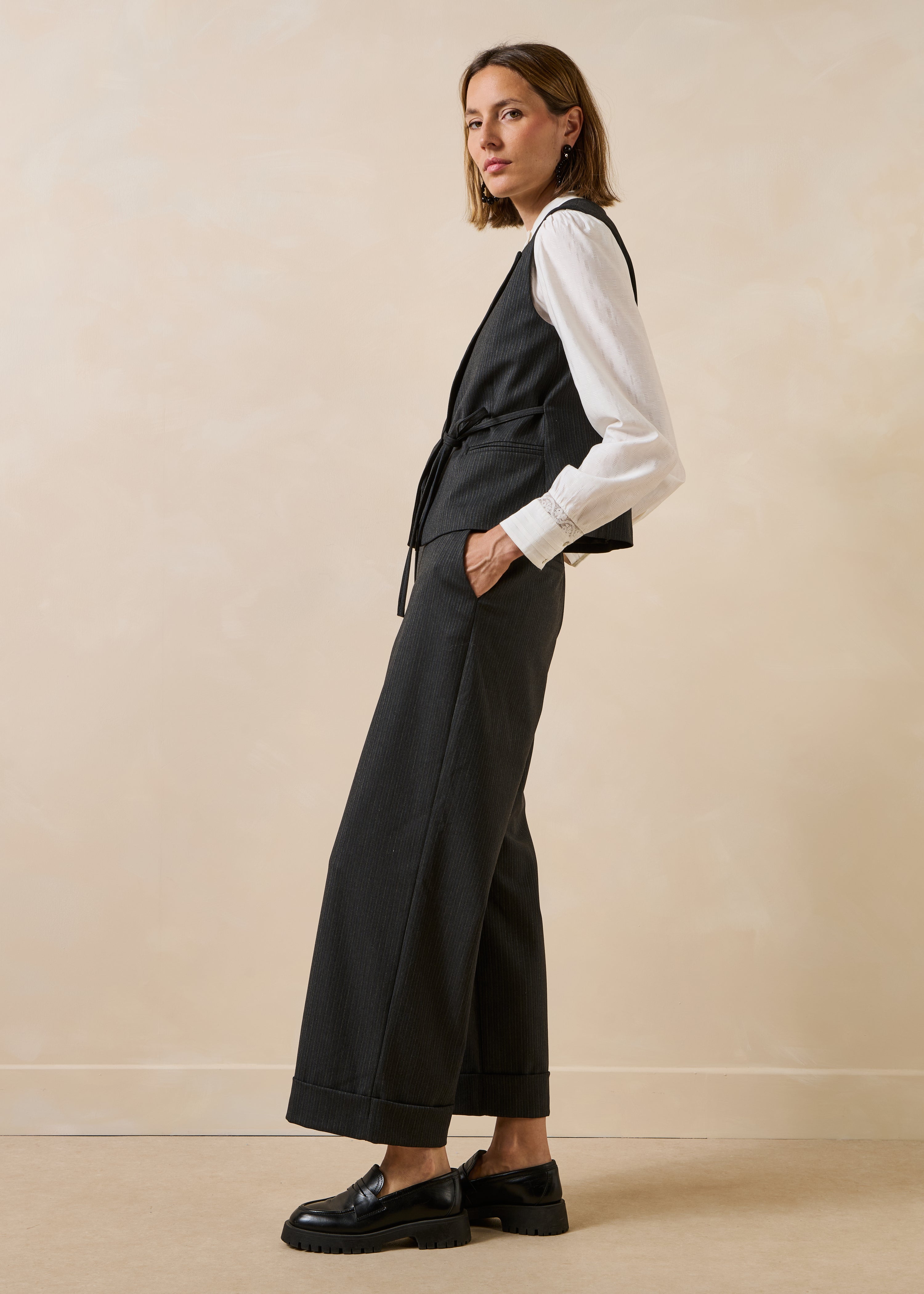 Pantalon droit rayé, LA FEE MARABOUTEE
