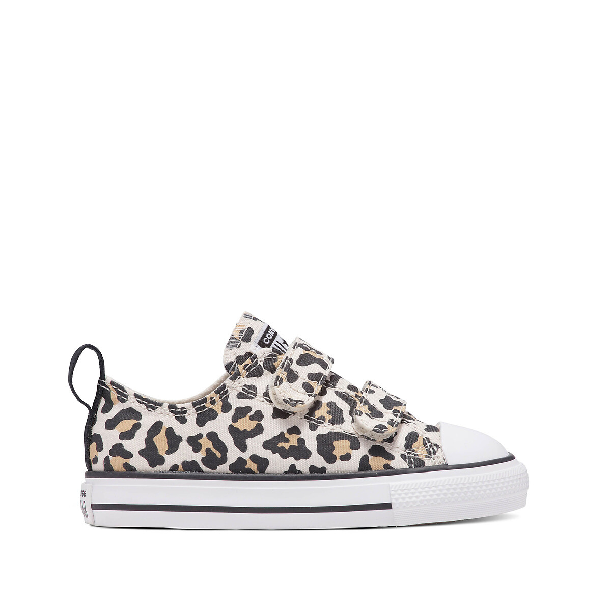 Image of Kids All Star 2V Leopard Love Canvas Trainers with Touch 'n' Close Fastening