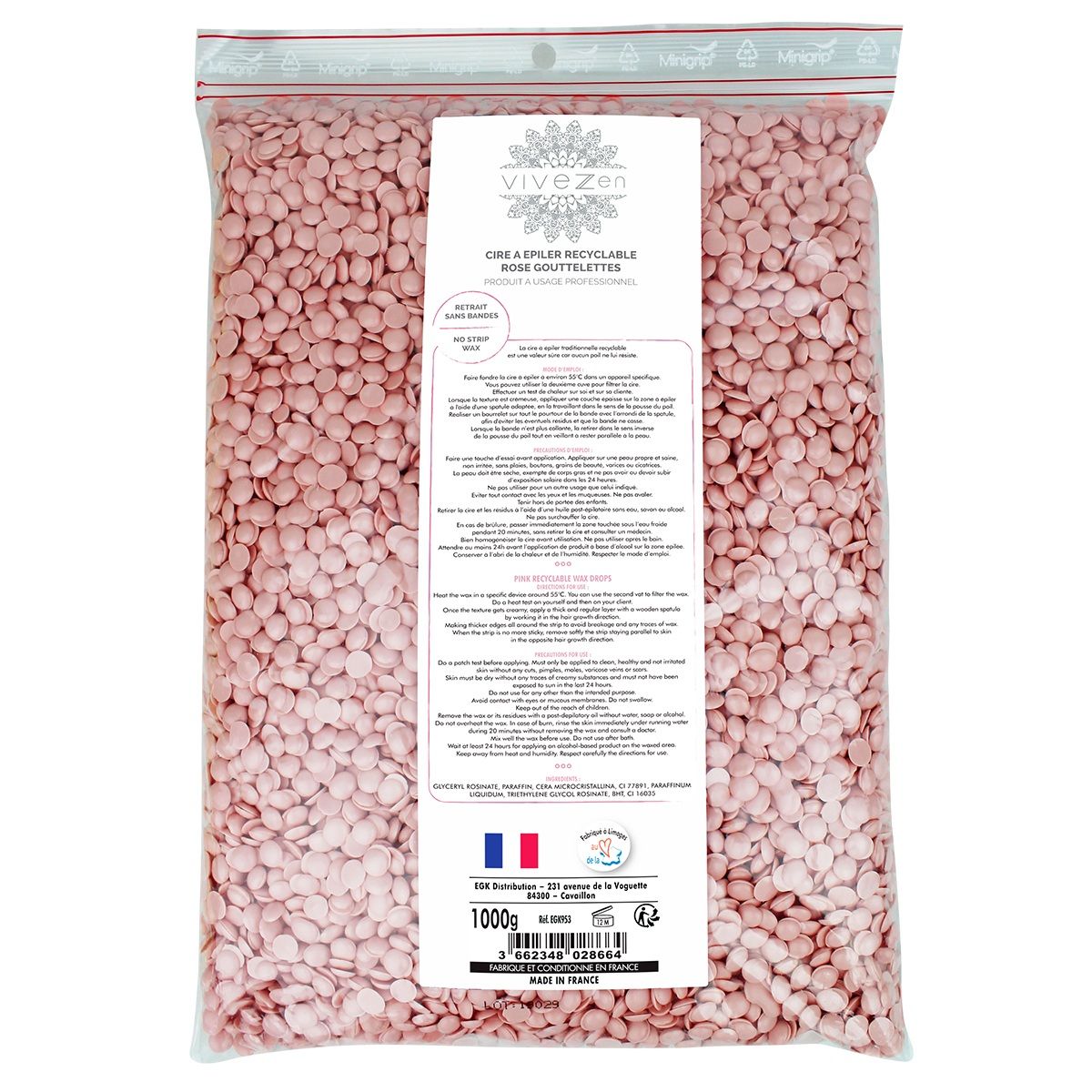 Gouttelettes, perles de cire à épiler pelable et recyclable