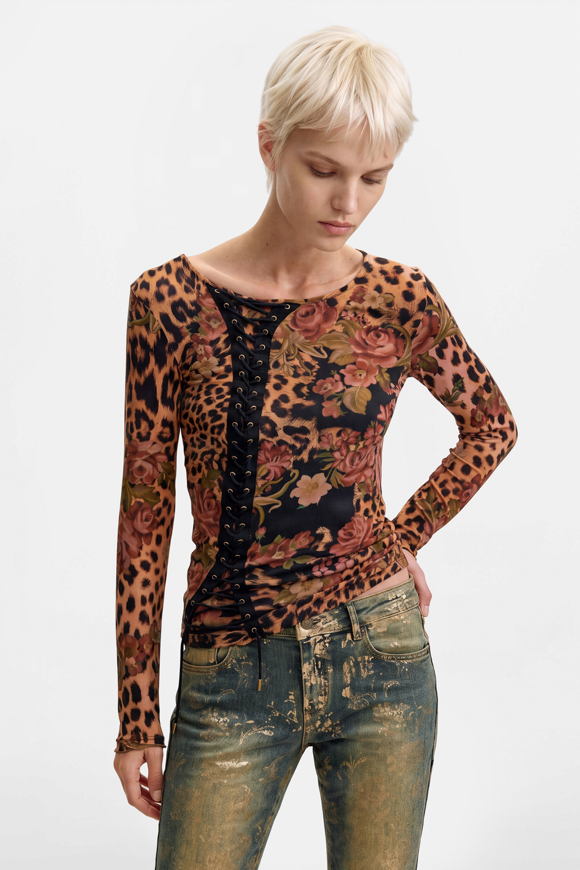 T-SHIRT EN MAILLE IMPRIMÉE, DESIGUAL