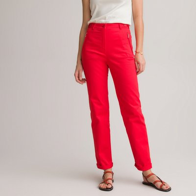 Stretch Cotton Satin Trousers, Length 30.5" ANNE WEYBURN