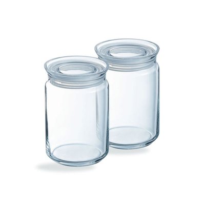 Lot de 2 pots de conservation Pure Jar Glass- Luminarc - En verre avec couvercle en verre- 2 x 1L LUMINARC