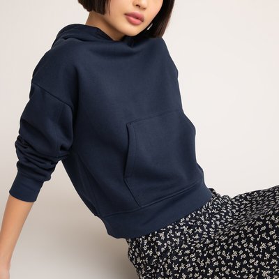 Cotton Mix Cropped Hoodie LA REDOUTE COLLECTIONS