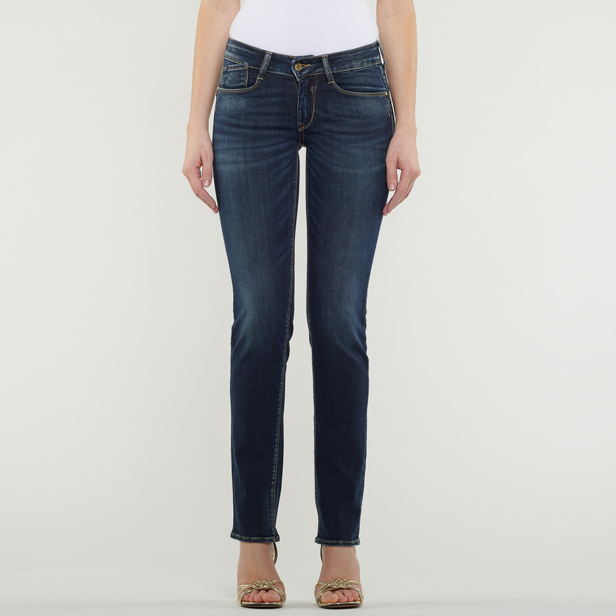 Regular Fit Straight Jeans, Mid Rise in Organic Cotton Mix