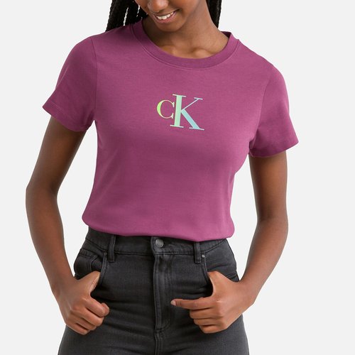 T-shirt mit logo vorne, runder ausschnitt bordeaux Calvin Klein Jeans | La  Redoute