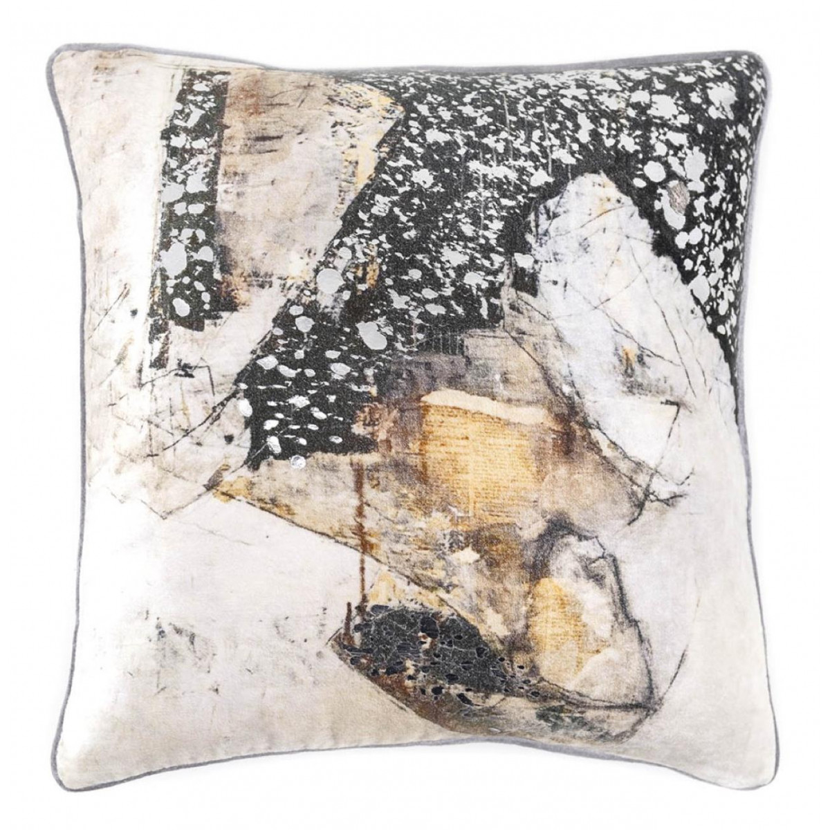 Coussin Coton Viscose Gris 45x45cm -, DECORATION D’AUTREFOIS