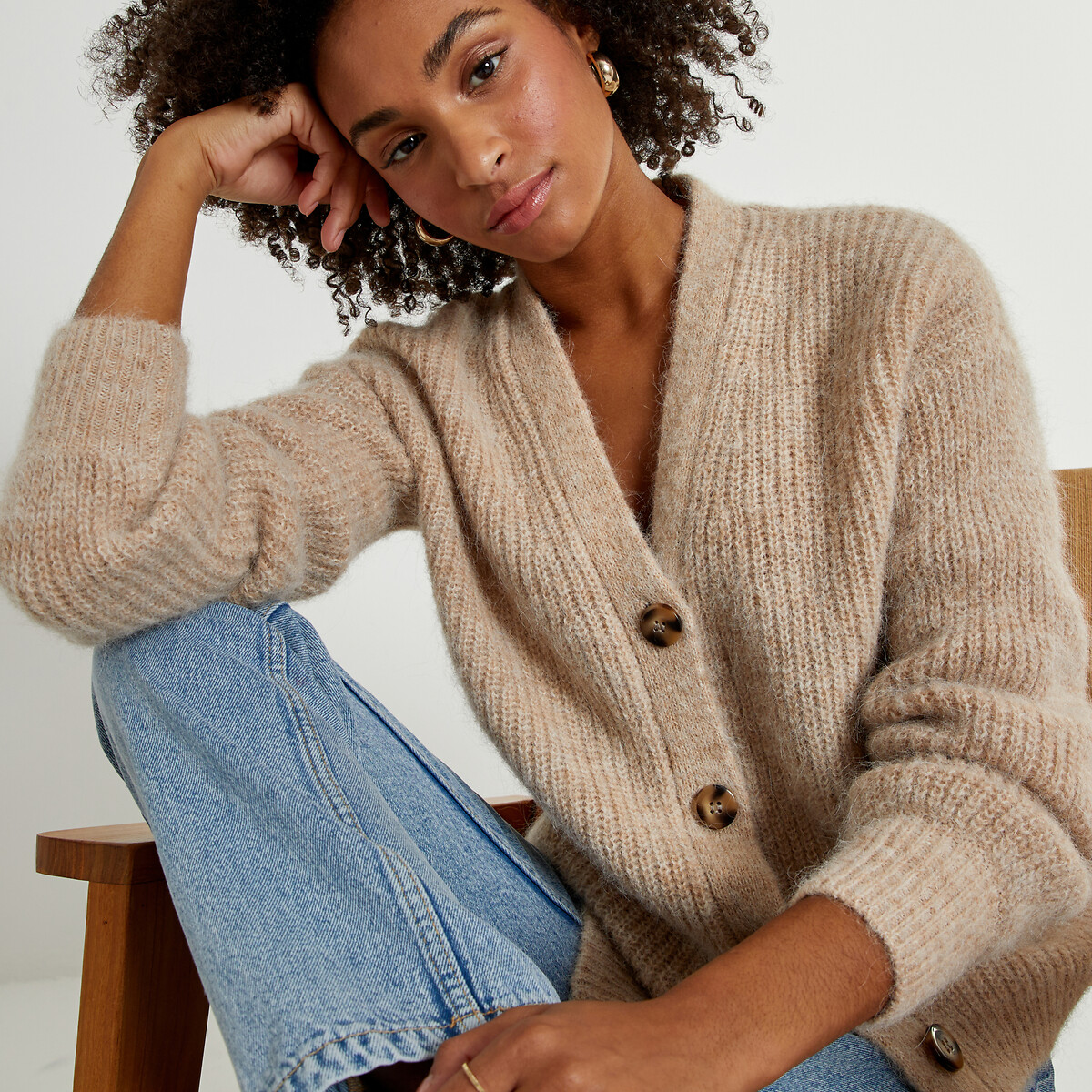 Olisse touch of alpaca chunky knit cardigan