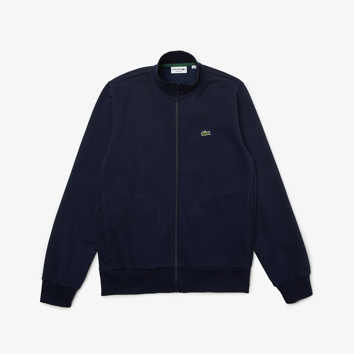embroidered logo track top in cotton mix with high neck