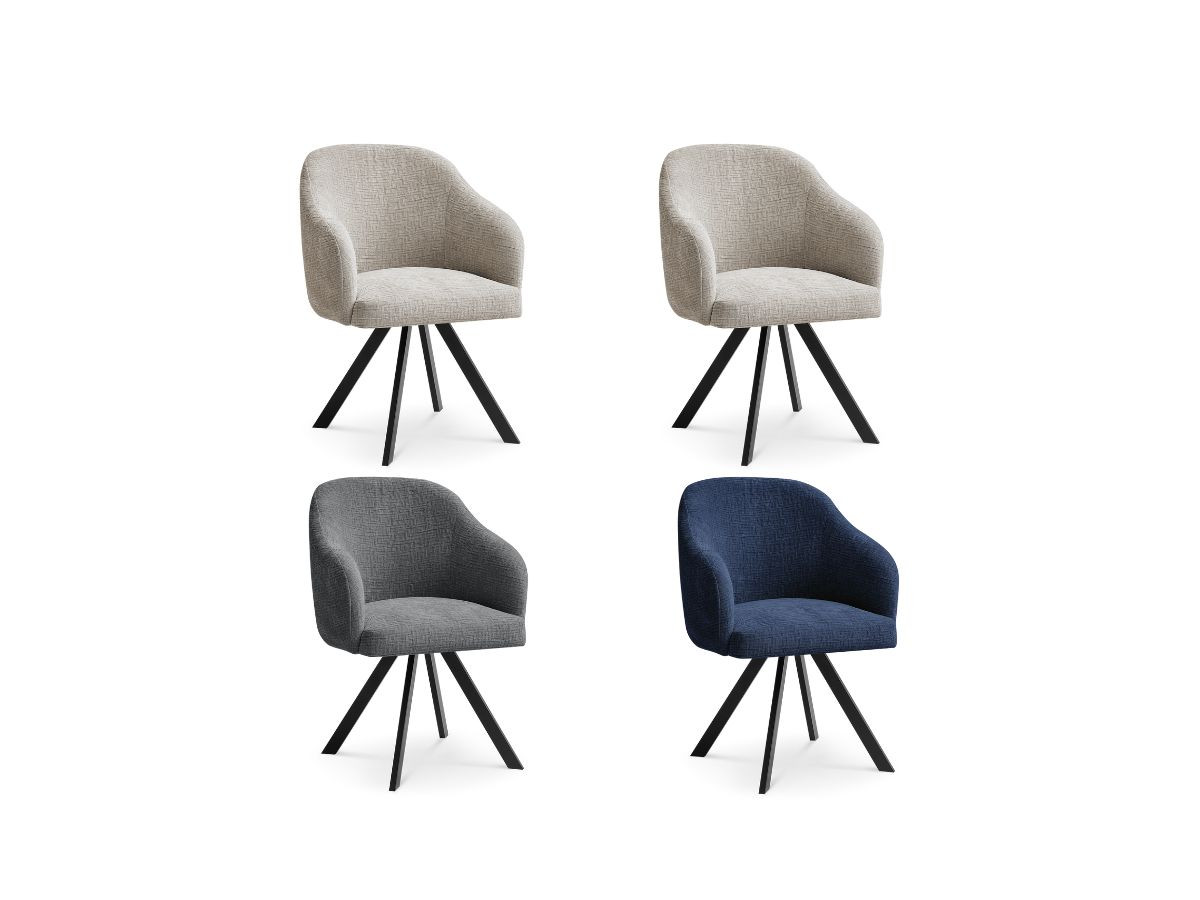 Lot de 4 chaises tissu texturé, SOPHIE, BOBOCHIC
