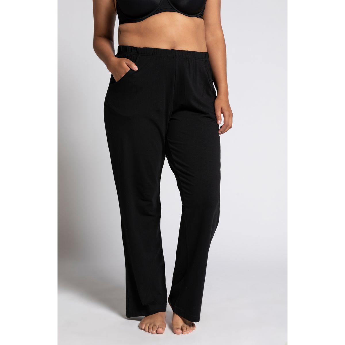 Pantalon Droit Noir En Coton/élasthanne - Taille 44, Uni, Occasion Très Bon état