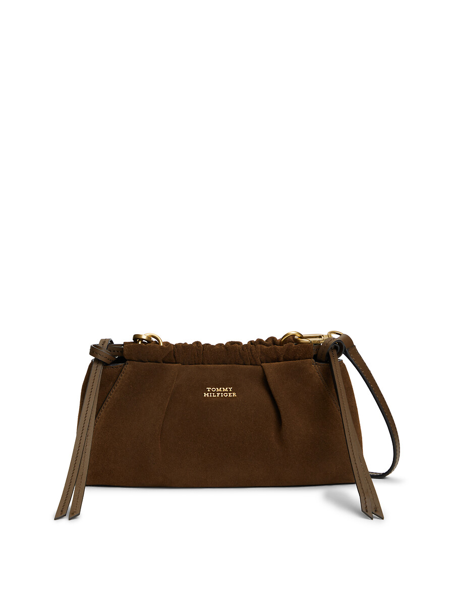 Sac à main bandoulière en cuir de vachette suède, TOMMY HILFIGER