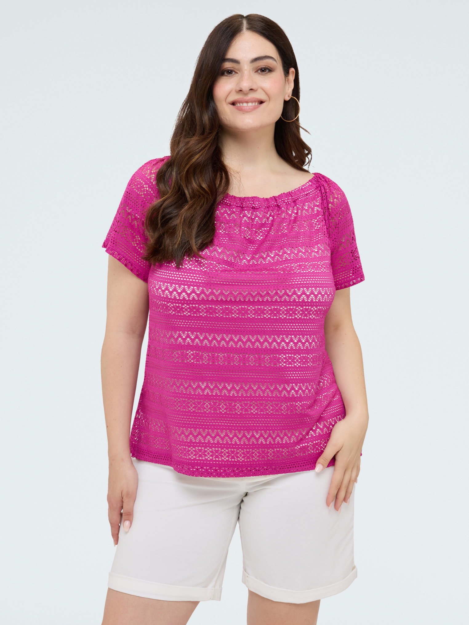 T-shirt à rayures avec encolure bateau, FIORELLA RUBINO