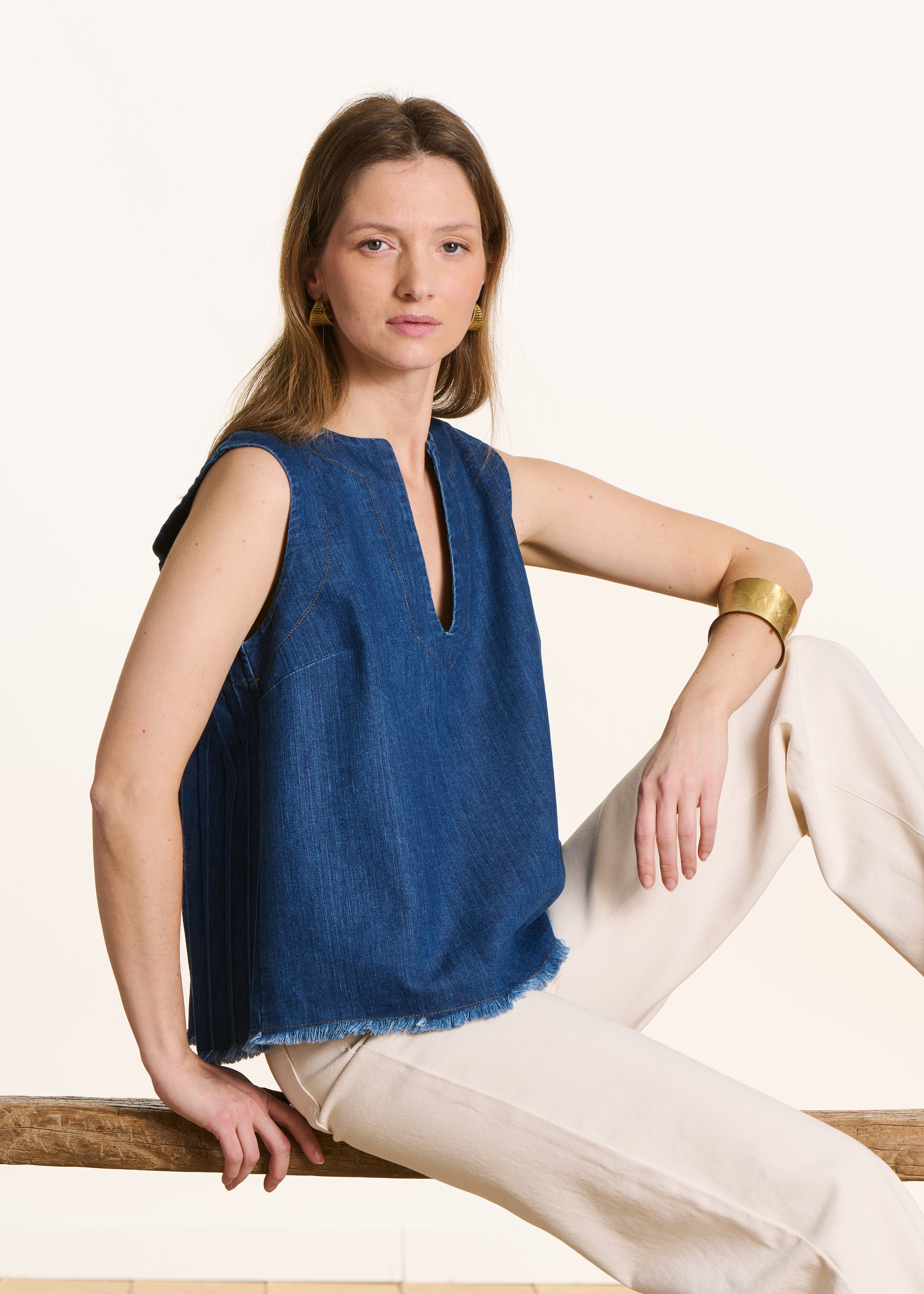 Top en jean sans manches, LA FEE MARABOUTEE