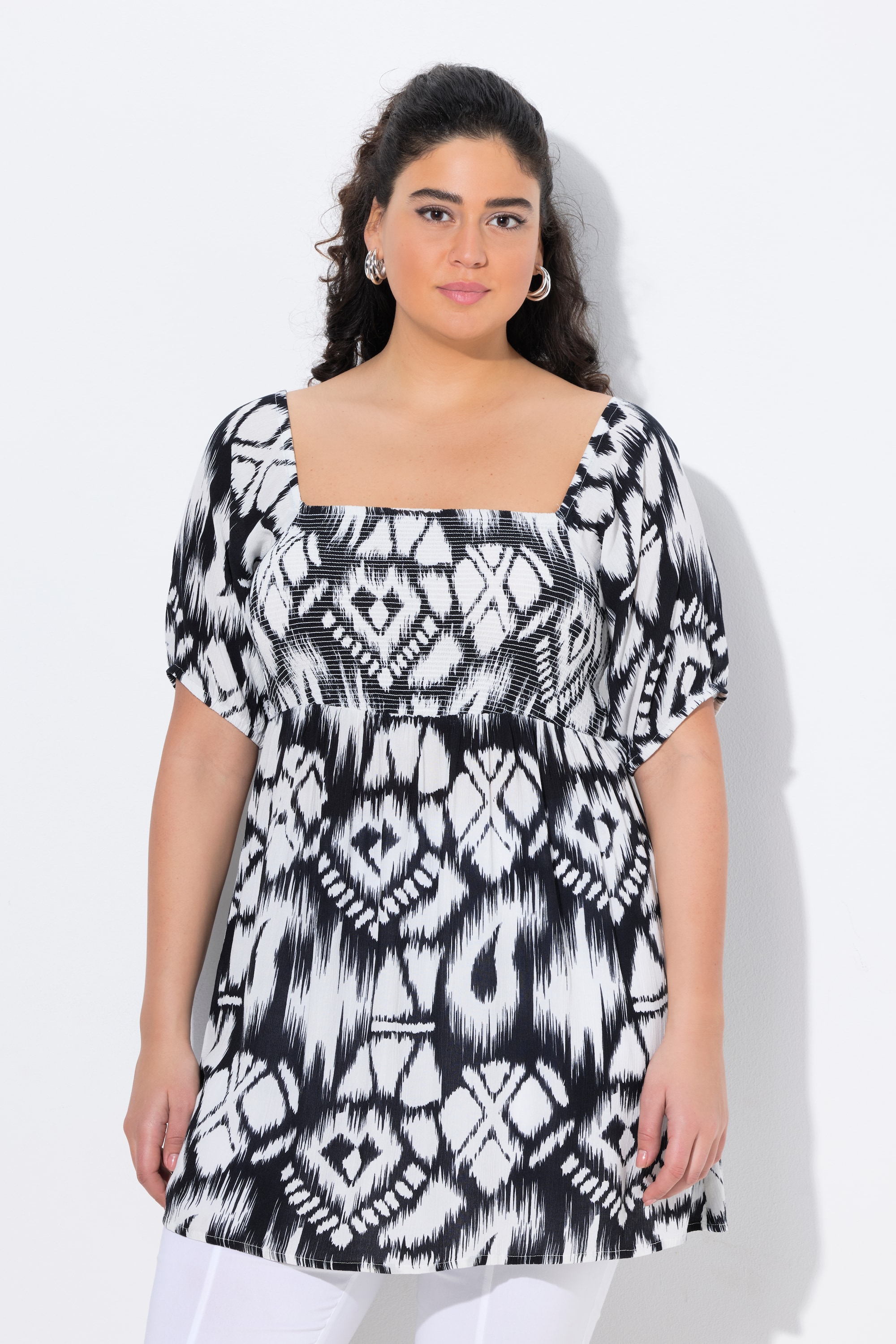 Blouse smockée, silhouette en A évasée, ULLA POPKEN