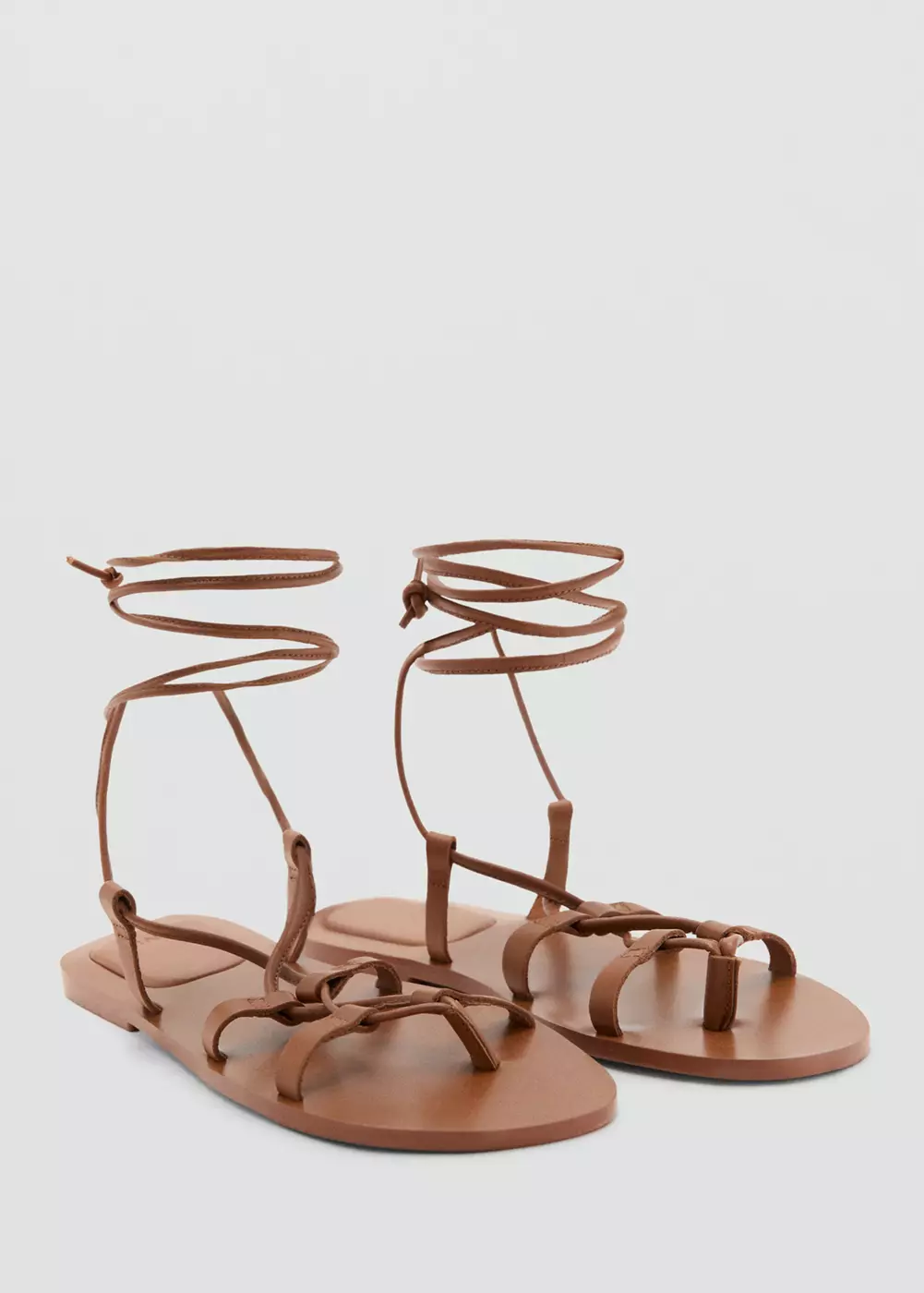 Sandales cuir lanières croisées, MANGO TEEN