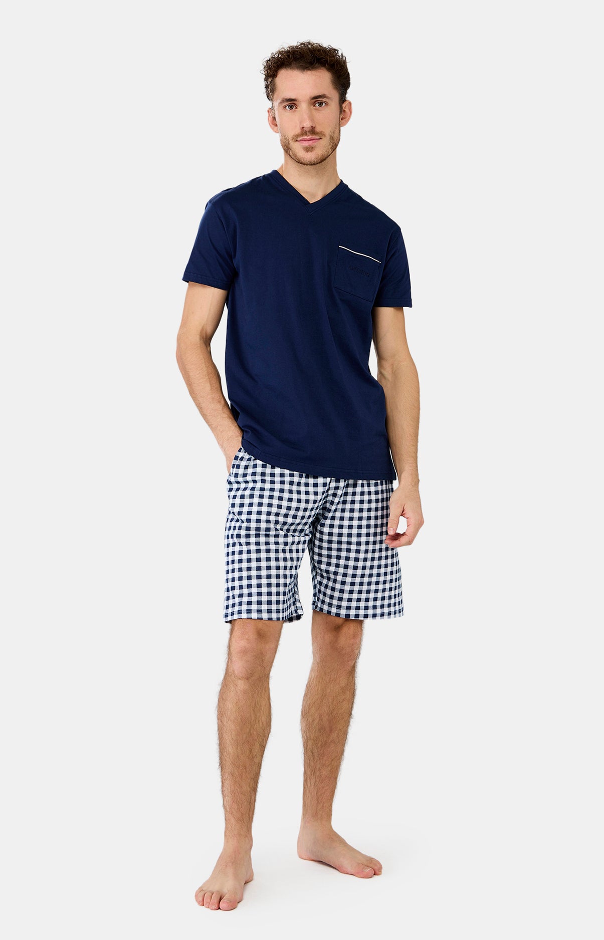 Pyjashort en coton, col V, star, ARTHUR