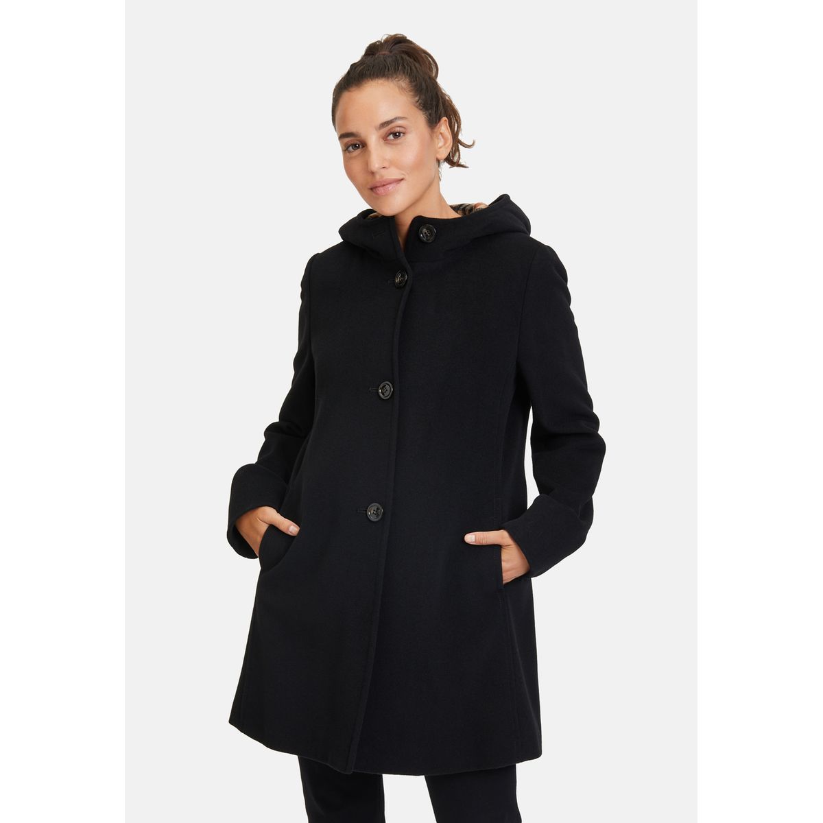 Manteau laine noir capuche La Redoute