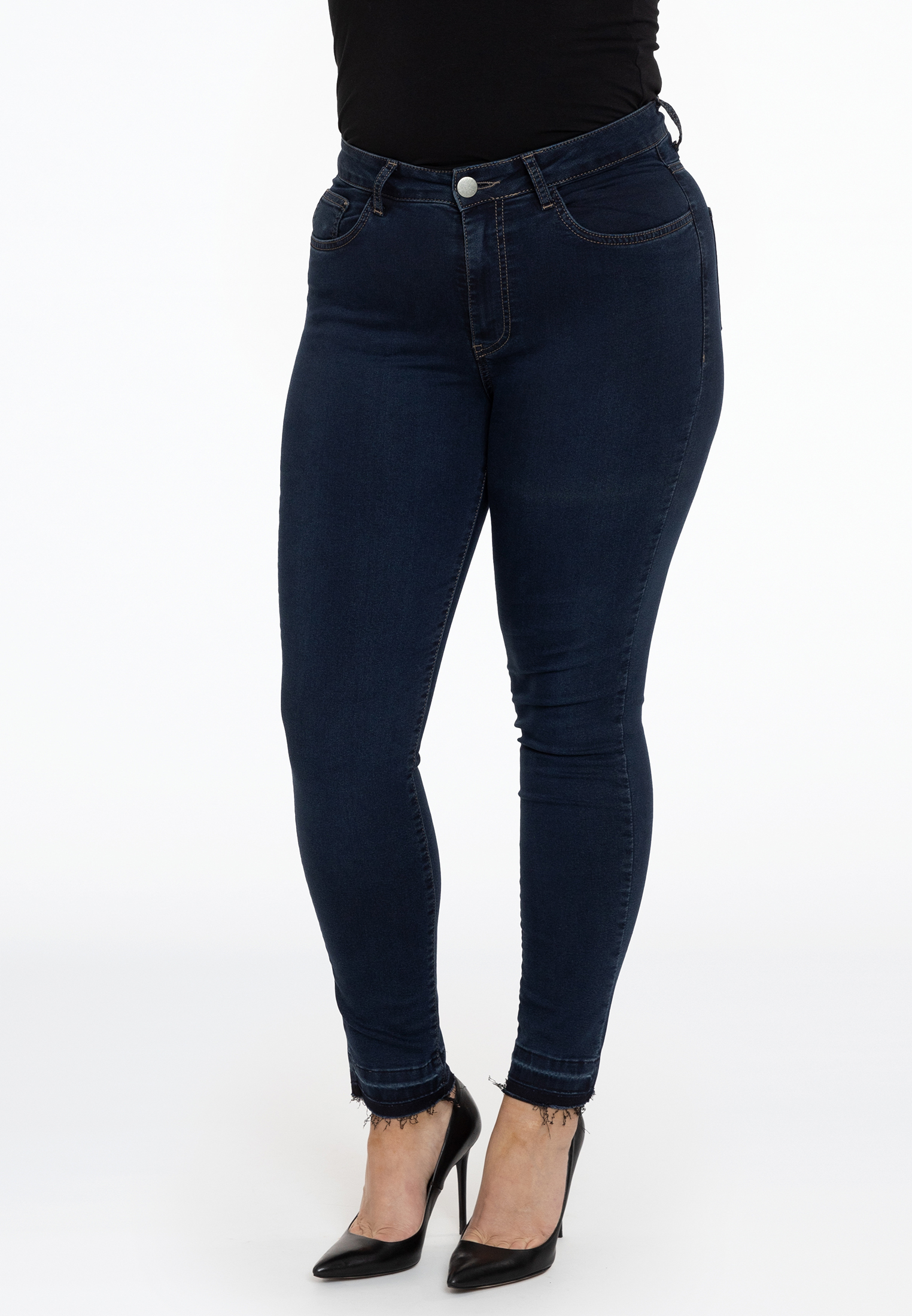 Jeans raccourci avec franges, YOEK