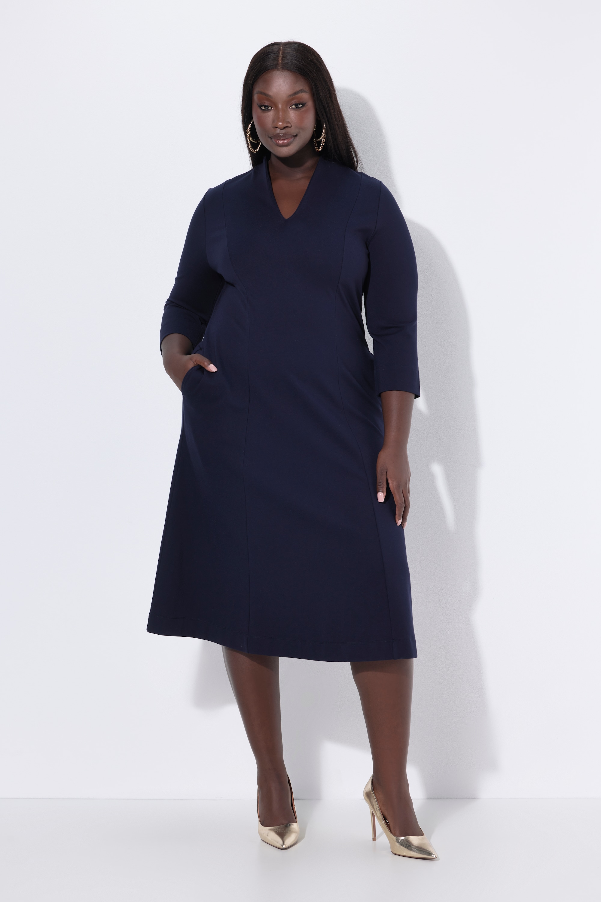 Robe midi point de Rome, manches 3/4, ULLA POPKEN