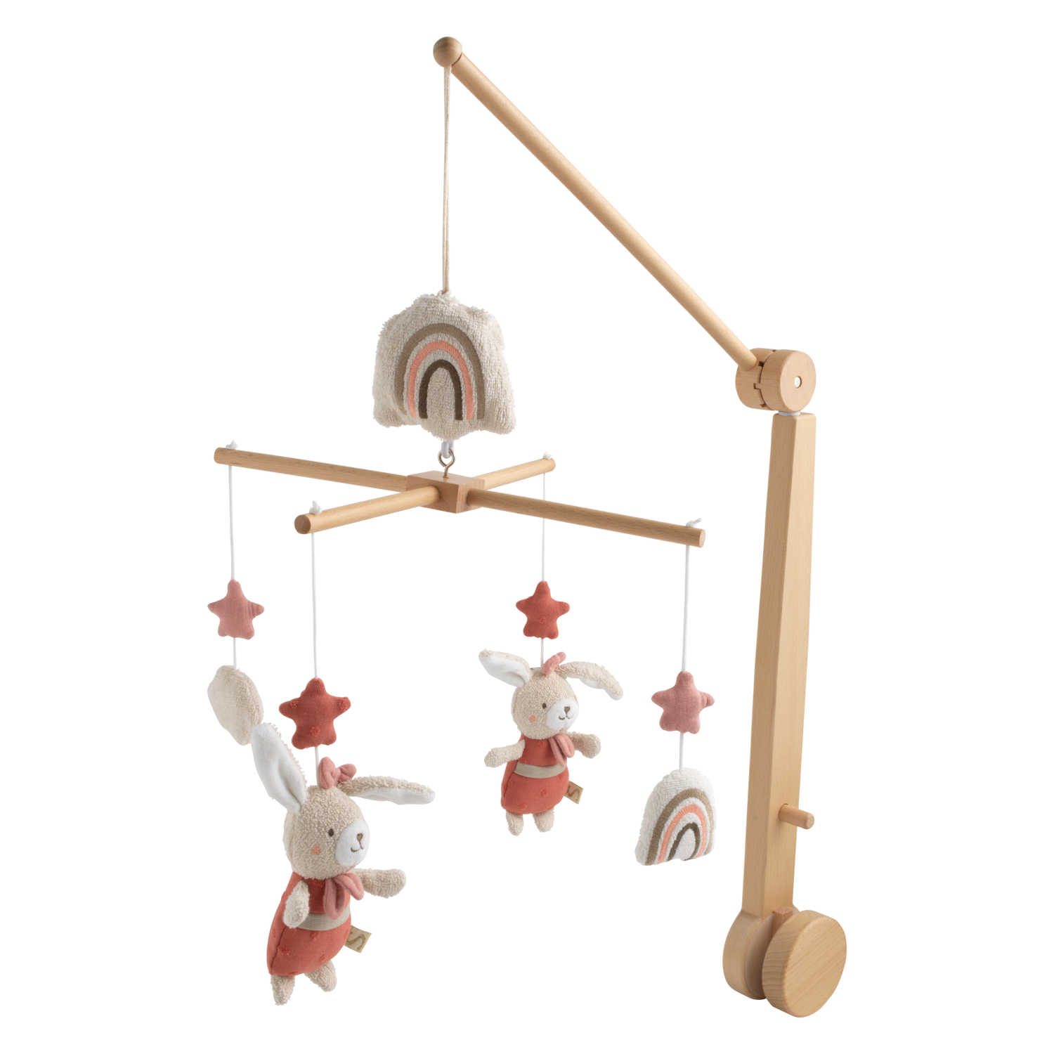 Mobile musical en bois avec jouets en coton, SAUTHON