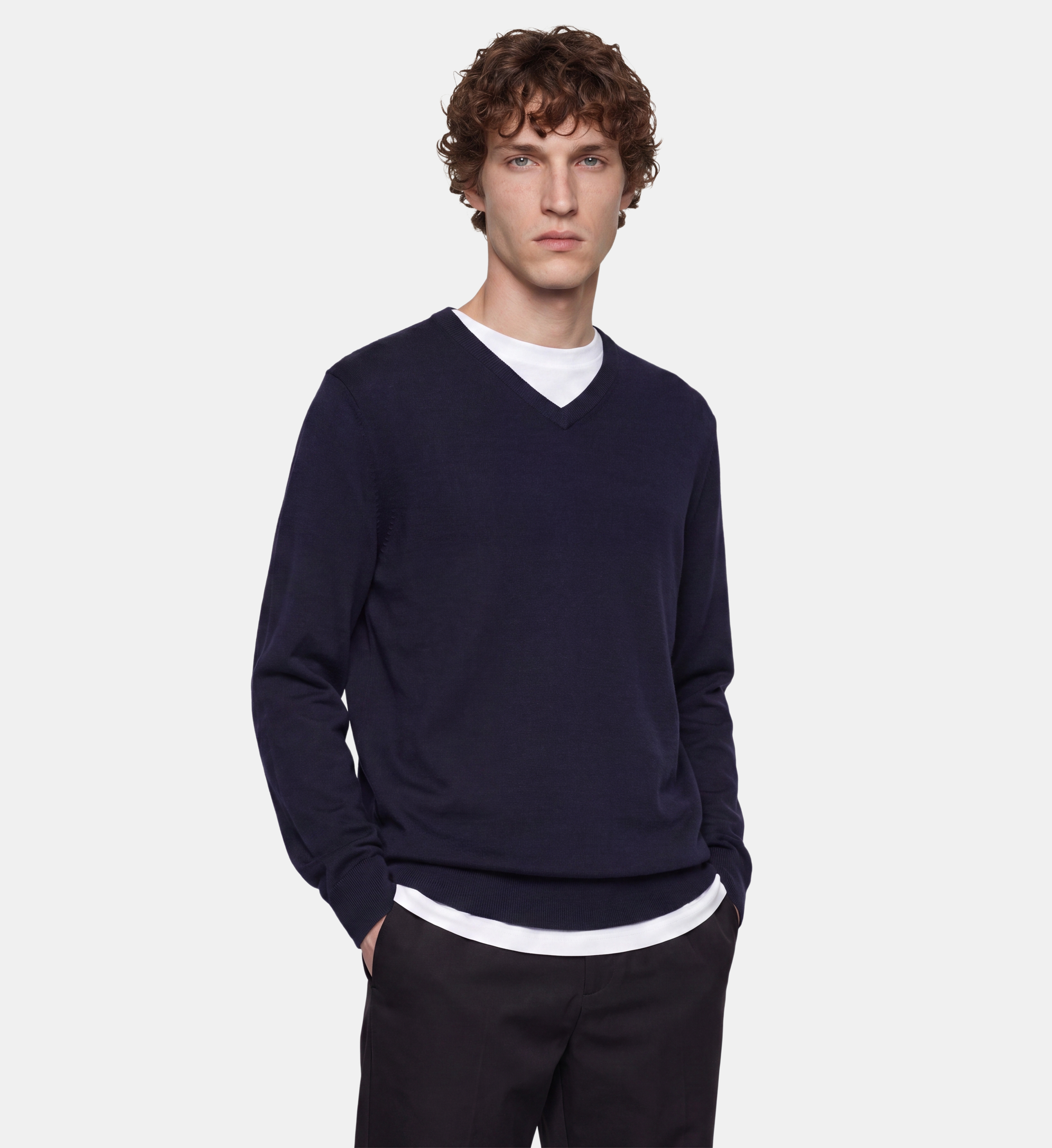 Pull droit tuton col v coton bio, GALERIES LAFAYETTE