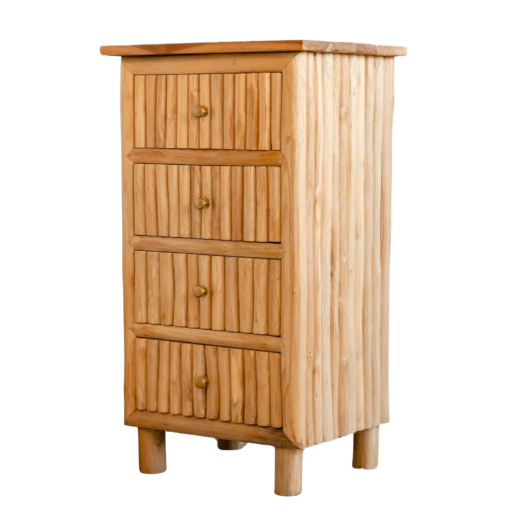 Chiffonnier 4 tiroirs en branches de teck PIERRE, HYDILE