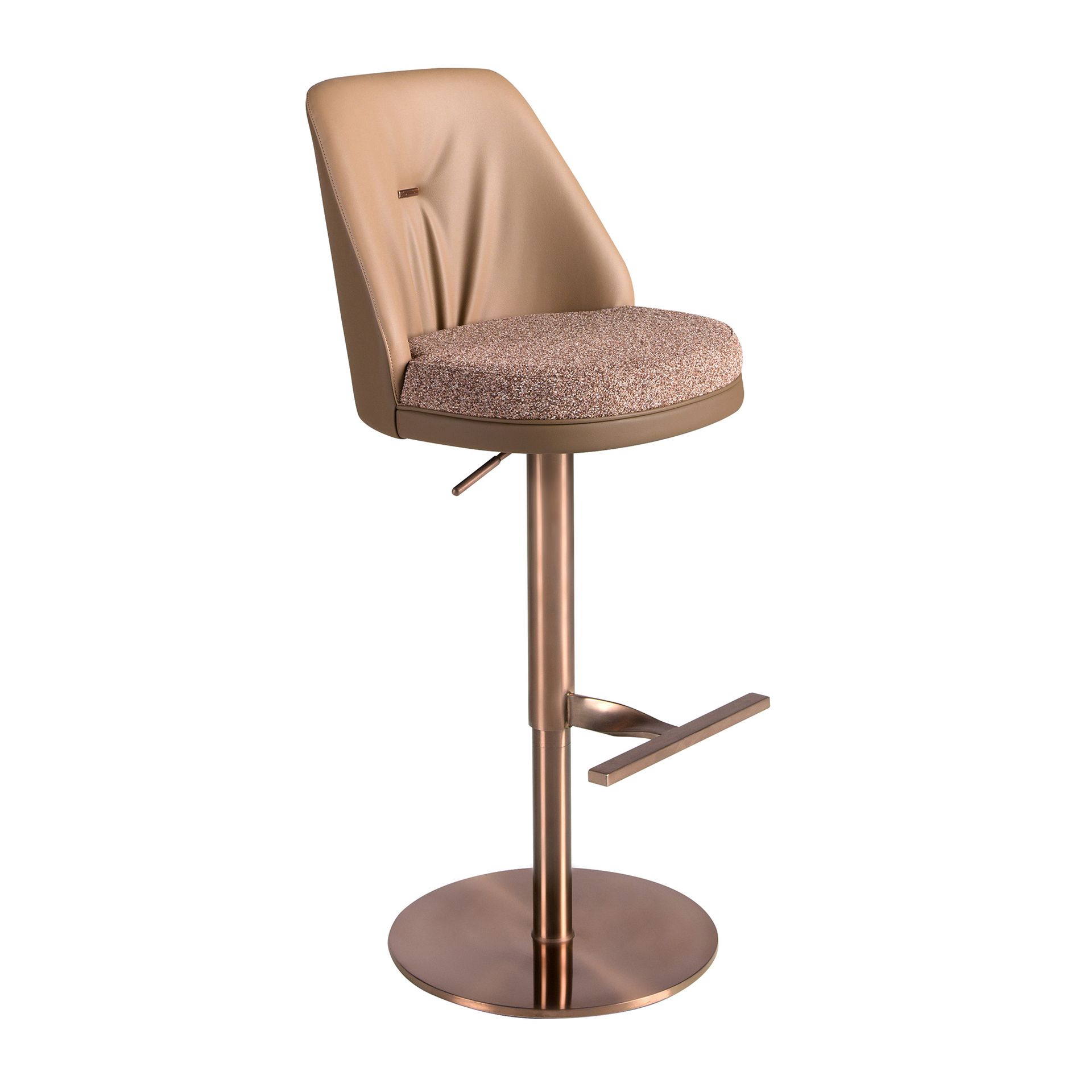 Tabouret pivotant en tissu marbré et similicuir, ANGEL CERDA